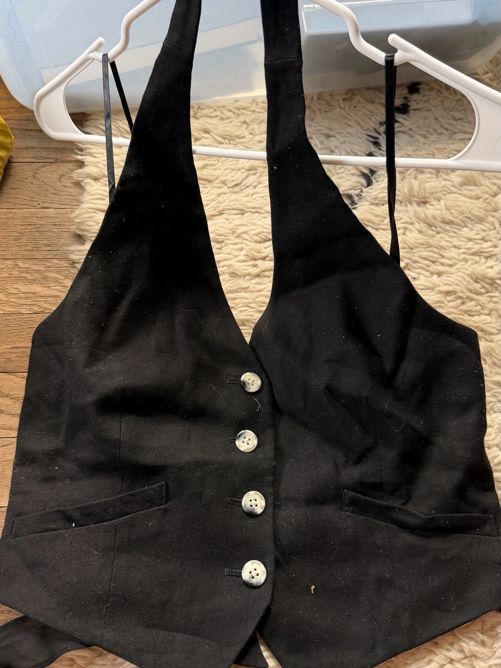 Veronica Beard Black Button-Front Halter Vest